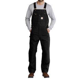 NWT Carhartt R01 Duck Bib Overalls, Black, 42x30